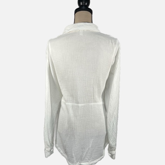 Cato Oversized Boho White Cotton Button Up Long Sleeve Shirt Womens size ‘ - Picture 2 of 6